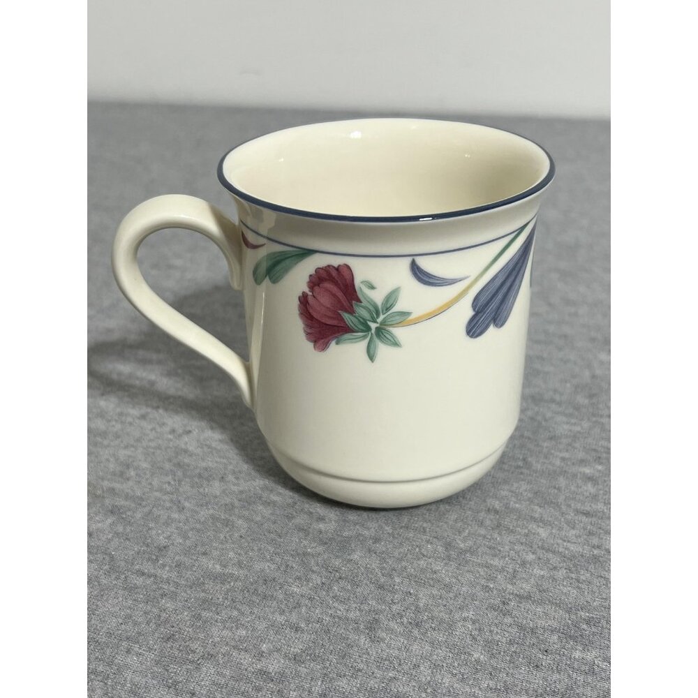 Lenox Chinastone Poppies on Blue Coffee Mugs Set of 4 Floral USA Dishwasher Safe